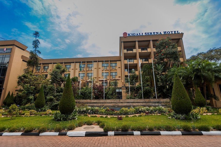 Kigali Serena Hotel entrance and front gardens